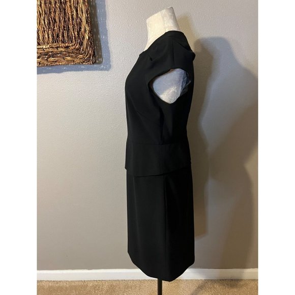 J Crew Dress 8 Black Short Sleeve Stretch Wool Career Church - Picture 5 of 10